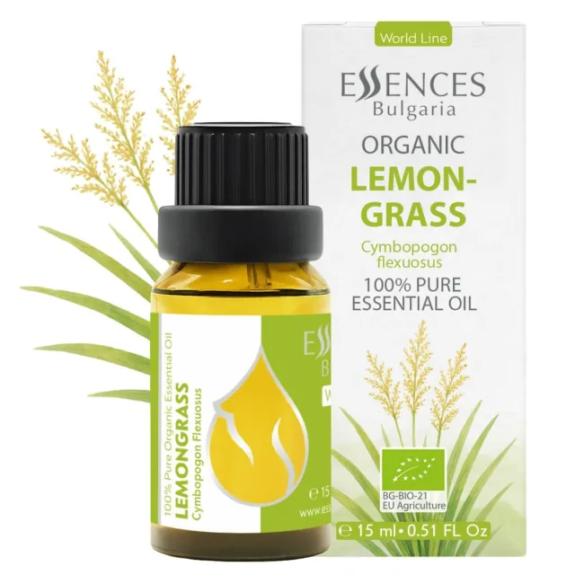 Organic lemongrass essential oil (15ml) front